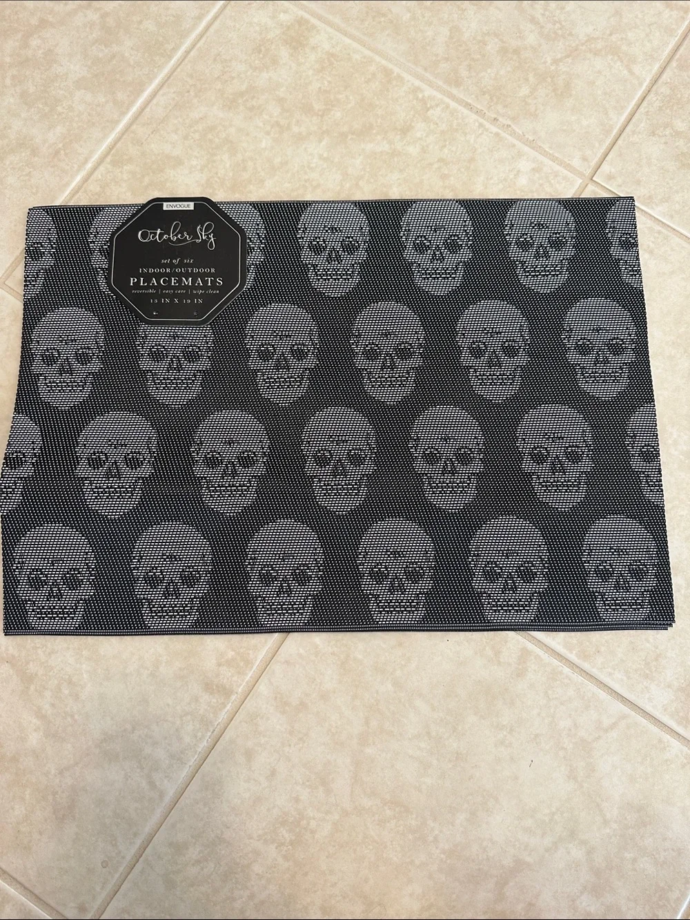 Black Skull Placemat - Set of 6